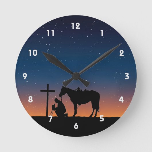 Cowboy Gebed Silhouet Wandklok (Voorkant)