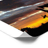 Cowboy gebedsilhouet met zonsondergang Poster (Hoek)