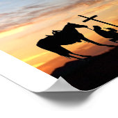 Cowboy gebedsilhouet met zonsondergang Poster (Hoek)