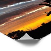 Cowboy gebedsilhouet met zonsondergang Poster (Hoek)