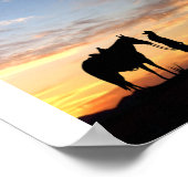 Cowboy gebedsilhouet met zonsondergang Poster (Hoek)