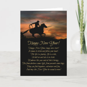 Cowboy Gelukkig Nieuwjaar, Nieuwjaar Feestdagen Kaart