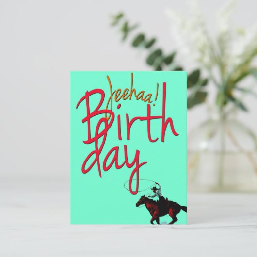 Cowboy Gelukkige Verjaardag Briefkaart (Staand voorkant)