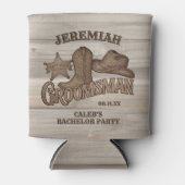 Cowboy getuige rustieke houtsnede vrijgezellenfees blikjeskoeler (Voorkant)