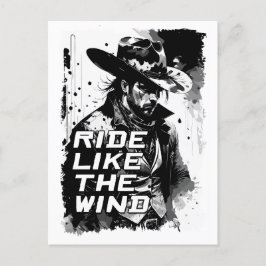 Cowboy Gezegde rijden als een windillustratie kuns Briefkaart