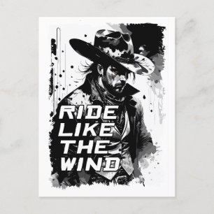 Cowboy Gezegde rijden als een windillustratie kuns Briefkaart