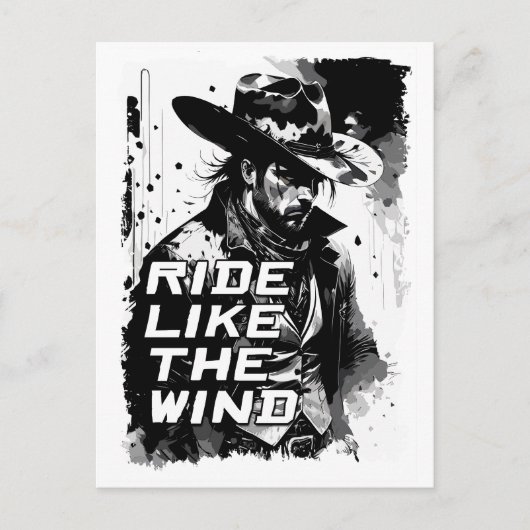 Cowboy Gezegde rijden als een windillustratie kuns Briefkaart (Voorkant)