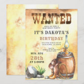 Cowboy Gezocht Birthday Kaart (Voorkant / Achterkant)