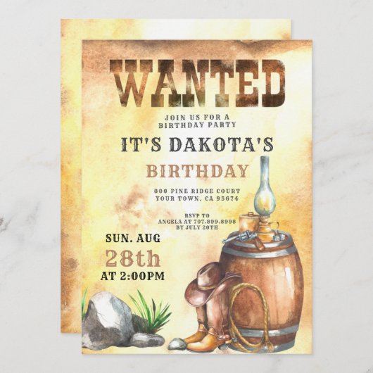 Cowboy Gezocht Birthday Kaart (Voorkant / Achterkant)