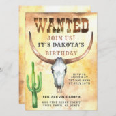 Cowboy Gezocht Birthday Uitnodiging (Voorkant / Achterkant)