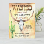 Cowboy Gezocht Birthday Uitnodiging (Staand voorkant)