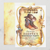 Cowboy Gezocht Poster Birthday Party Kaart (Voorkant / Achterkant)