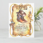 Cowboy Gezocht Poster Birthday Party Kaart (Staand voorkant)