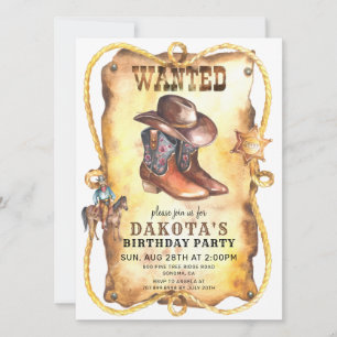 Cowboy Gezocht Poster Birthday Party Kaart