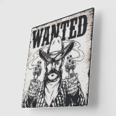 Cowboy Gezocht Poster Vierkante Klok (Hoek)