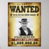 Cowboy Gezocht Poster, voeg je fototekst toe Poster (Voorkant)