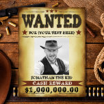 Cowboy Gezocht Poster, voeg je fototekst toe Poster<br><div class="desc">Fun western thema cowboy wilde poster. Voeg uw foto toe en pas de tekst aan. Fun voor feestjes,  verjaardagen,  vrijgezellenfeesten,  of gewoon voor de lol!</div>