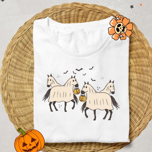 Cowboy Ghost Horse, Schattigee geest, Retro Hallow T-shirt