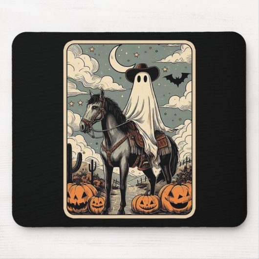 Cowboy Ghost Riding Horse Funny Tarot Kaart Hallow Muismat (Voorkant)