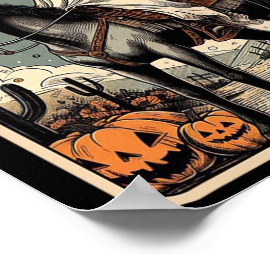 Cowboy Ghost Riding Horse Funny Tarot Kaart Hallow Poster (Hoek)