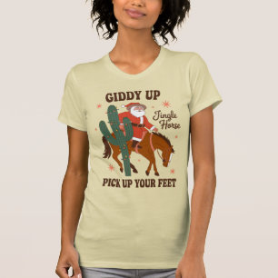 Cowboy Giddy Up Bellen Paard Til Je Voeten Op T-shirt