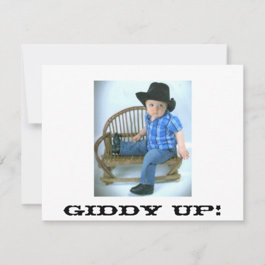 Cowboy Giddy Up Invitation Kaart (Voorkant)