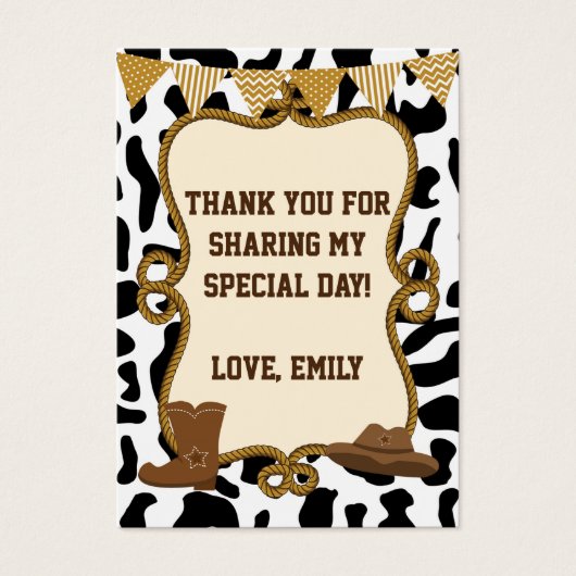 Cowboy Gift Favor Label Label Visitekaartjes (Voorkant)