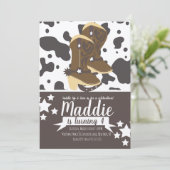 Cowboy Girl Birthday Koe Print Kaart (Staand voorkant)