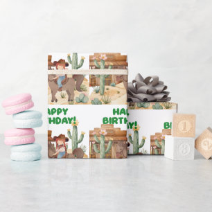 Cowboy Girl op het Paard Verjaardagsfeest Cadeaupapier