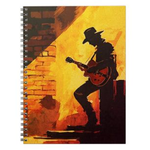 Cowboy Gitarist Wall Art – Rustieke Westerne Music Notitieboek