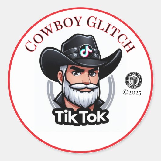 Cowboy Glitch | Rond | Stickers (Voorkant)