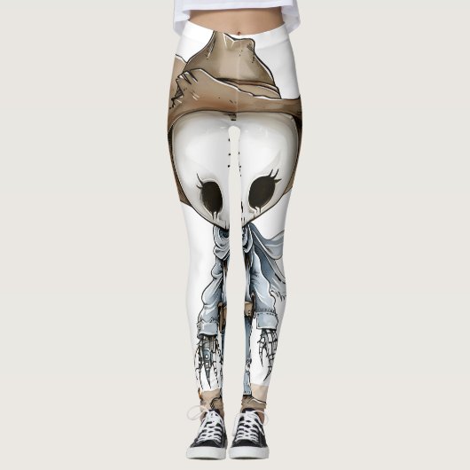 Cowboy grappige Halloween kunst Leggings (Voorkant)