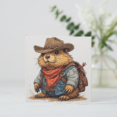 cowboy grondeekhoorn uitnodiging (Staand voorkant)