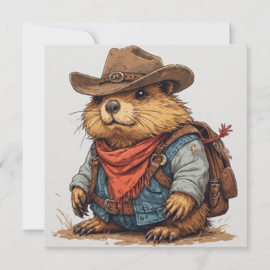 cowboy grondeekhoorn uitnodiging (Voorkant)