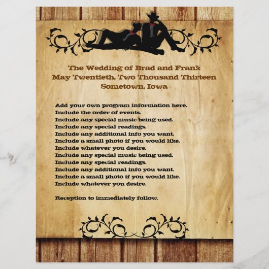 Cowboy Grooms Custom Gay Wedding Programs (Voorkant)