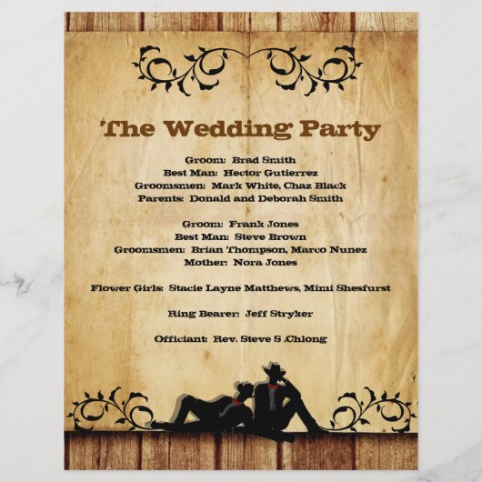 Cowboy Grooms Custom Gay Wedding Programs (Achterkant)