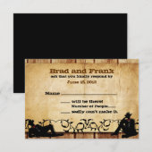 Cowboy Grooms Custom Gay Wedding RSVP-kaarten RSVP Kaartje (Voorkant / Achterkant)