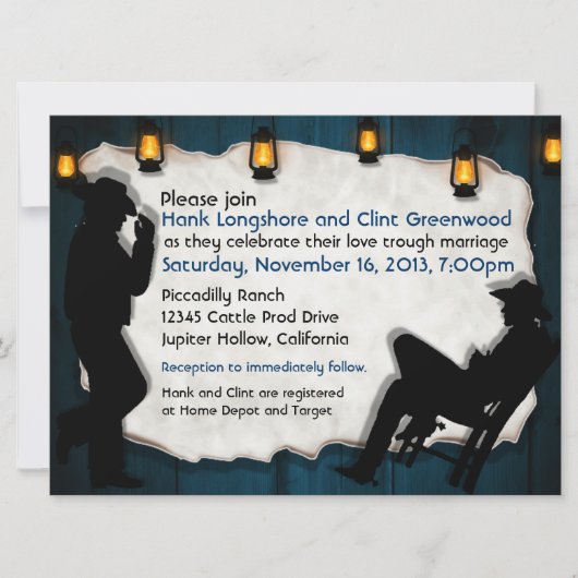 Cowboy Grooms II Aangepaste huwelijksuitnodigingen Kaart (Voorkant)