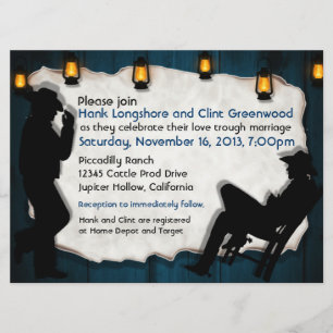 Cowboy Grooms II Aangepaste huwelijksuitnodigingen Kaart