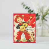 Cowboy & Guitar Valentine Postcard Briefkaart (Staand voorkant)