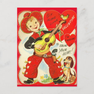 Cowboy & Guitar Valentine Postcard Briefkaart