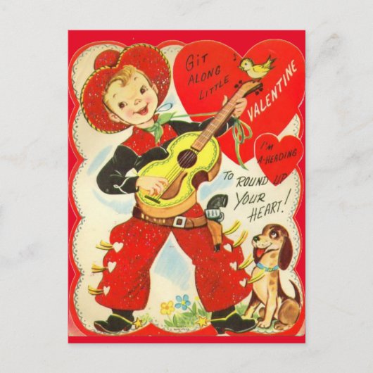 Cowboy & Guitar Valentine Postcard Briefkaart (Voorkant)