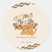 Cowboy Halloween Geruit Patroon Bedankt Boo Ronde Sticker (Voorkant)