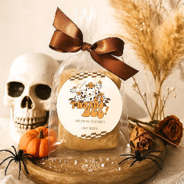 Cowboy Halloween Geruit Patroon Bedankt Boo Ronde Sticker