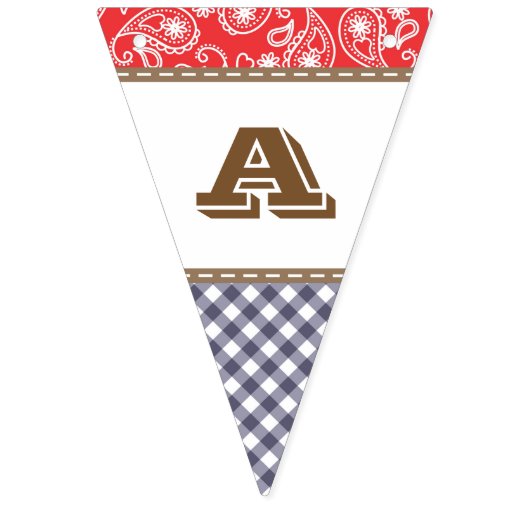 Cowboy Happy Birthday Banner Paisley Gingham (Derde vlag)
