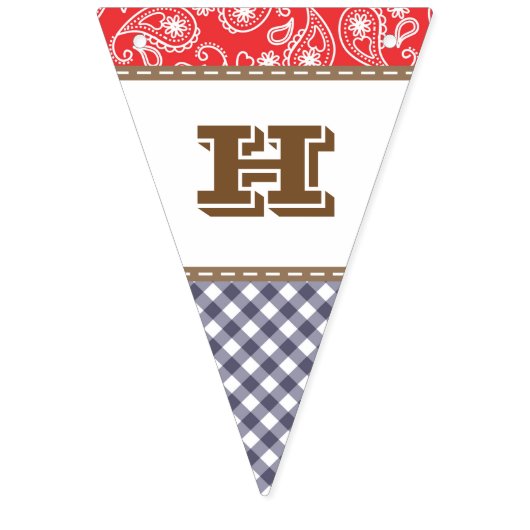 Cowboy Happy Birthday Banner Paisley Gingham (Tweede vlag)