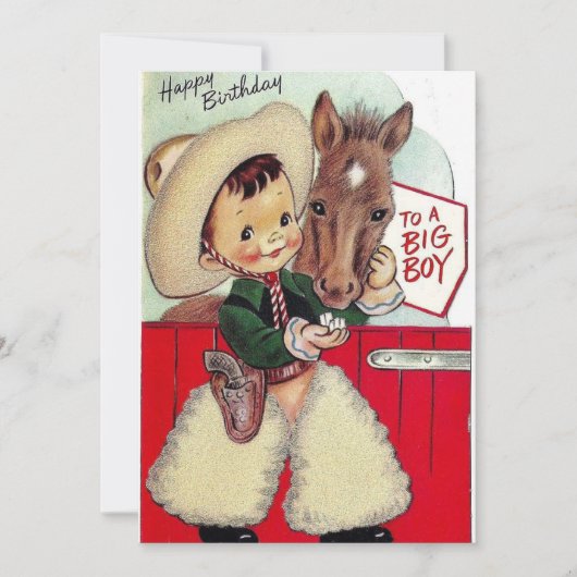 Cowboy Happy Birthday Big Boy Feestdagenkaart (Voorkant)