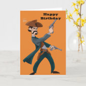 Cowboy Happy Birthday Groeten Kaart (Gele Bloem)