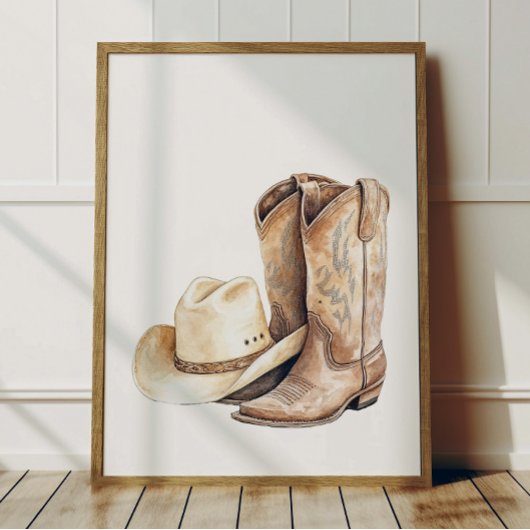 Cowboy Hat and Boot Poster Kids Western Room Decor