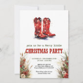 Cowboy Hat and Boots Christmas Party Invite Kaart (Voorkant)